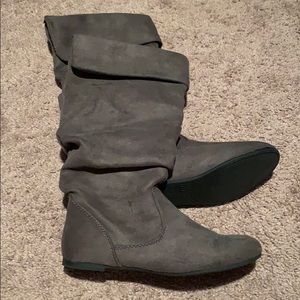 Gray Suede Slouchy Boots